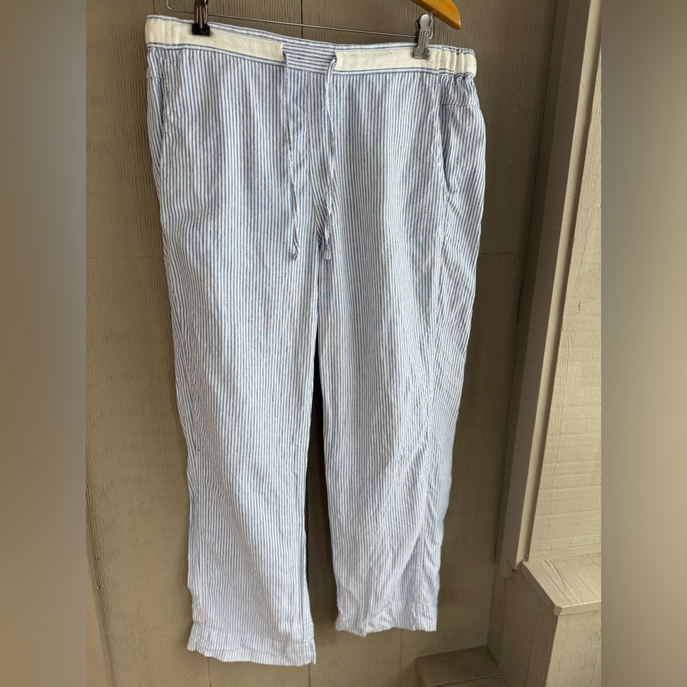 Orvis Blue and White Striped Linen pants